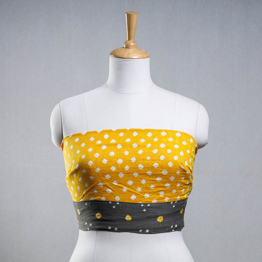 Yellow - Bandhani Tie-Dye Cotton Blouse Piece