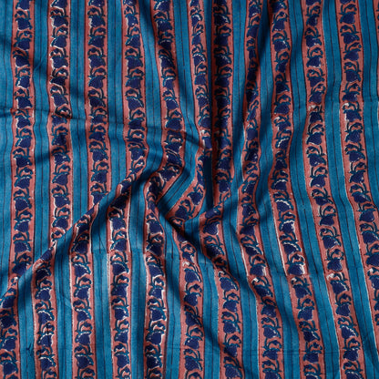Multicolor - Sanganeri Block Printed Mul Cotton Precut Fabric (1.45 Meter) 22