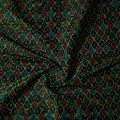 Green - Pochampally Ikat Weave Raw Silk Precut Fabric (2.1 meter) 31