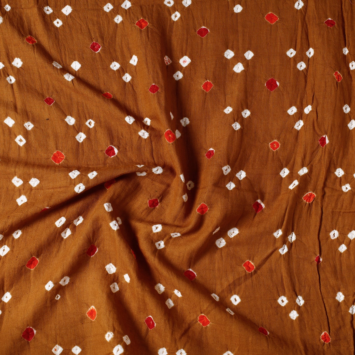 Brown - Kutch Bandhani Tie-Dye Cotton Precut Fabric (0.8 meter) 13