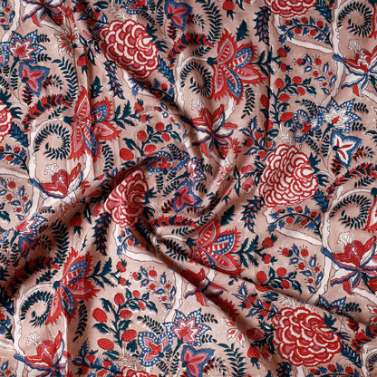 Brown - Sanganeri Block Printed Cotton Precut Fabric ( 0.8 meter) 27