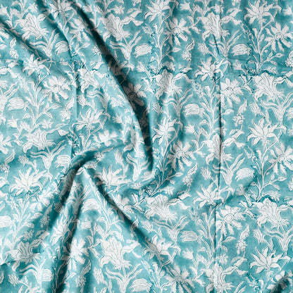 Green - Sanganeri Block Printed Cotton Precut Fabric (0.8 meter) 31