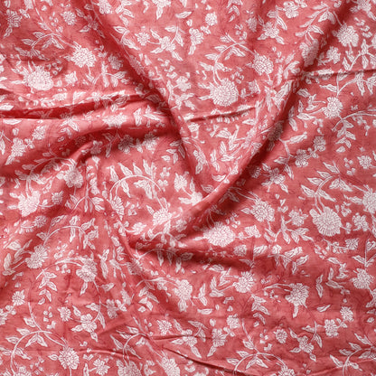 Pink - Sanganeri Block Printed Cotton Precut Fabric (0.8 meter) 37