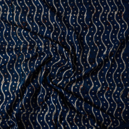 Blue - Bagru Dabu Block Printed Cotton Precut Fabric (1 meter) 44