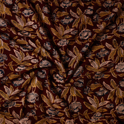 Maroon - Pedana Kalamkari Block Printed Cotton Precut Fabric (1 meter) 49