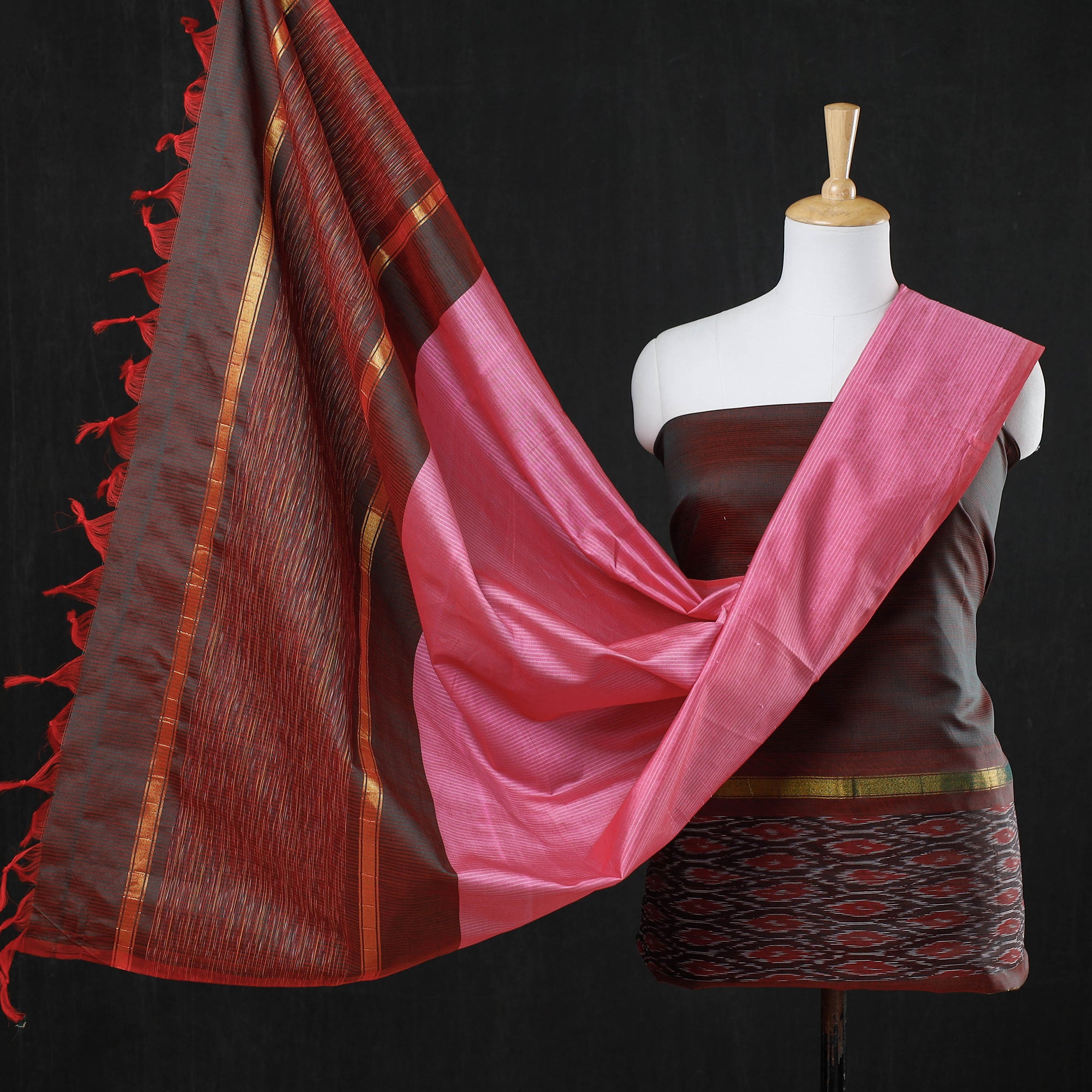 iTokri.com - Ilkal Cotton Silk 3pc Dress Material Sets With Zari Border  check collection - https://www.itokri.com/collections/south-kargha-textiles-online  | Facebook