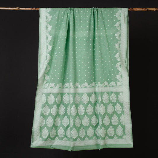 Green - Banarasi Silk Cotton Cutwork Buti Saree