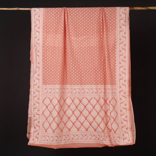 Peach -Banarasi Silk Cotton Cutwork Buti Saree