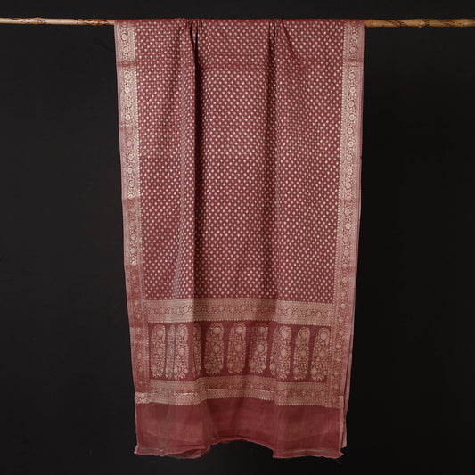 Maroon - Banarasi Silk Cotton Cutwork Zari Buti Saree