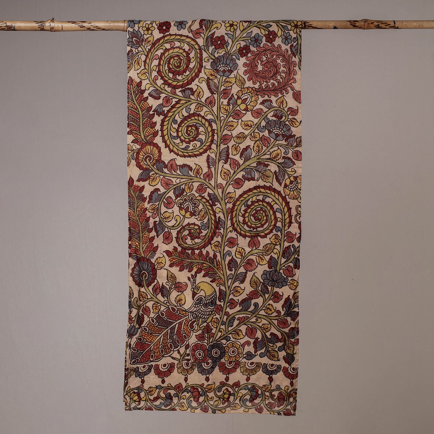 Beige - Handpainted Kalamkari Cotton Stole