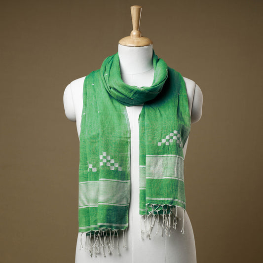 Green - Bengal Jamdani Buti Handloom Cotton Stole