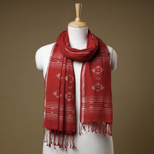 Red - Bengal Jamdani Buti Handloom Cotton Stole