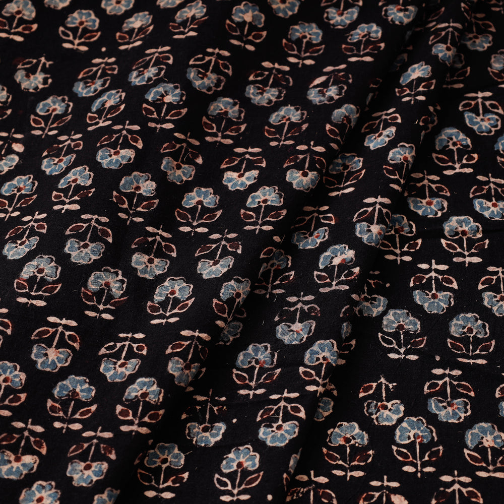 Black - Ajrakh Block Printed Cotton Fabric 08