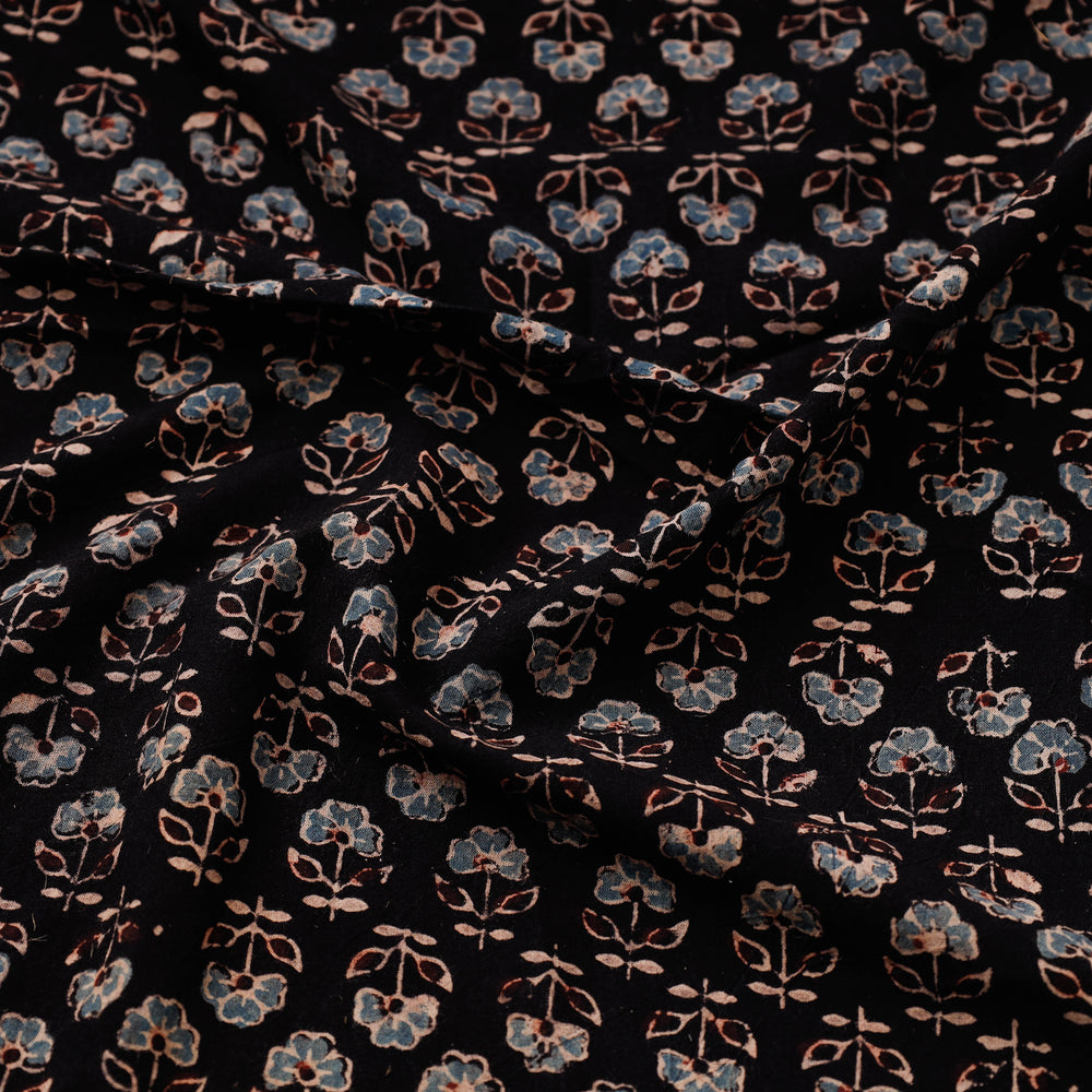 Black - Ajrakh Block Printed Cotton Fabric 08