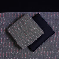 Grey - 3pc Pochampally Ikat Weave Cotton Suit Material Set 02