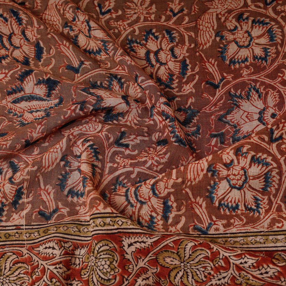 Brown - Original Pedana Kalamkari Block Printed Cotton Scarf