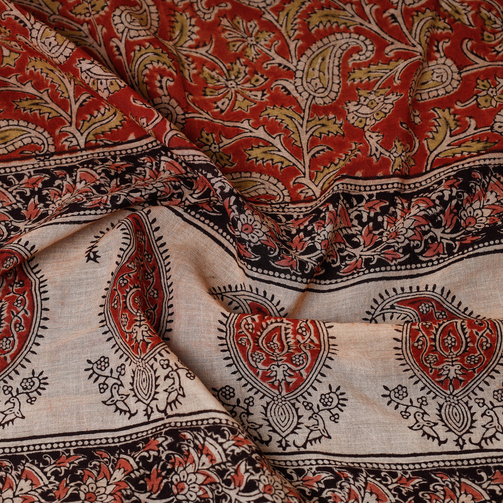 Red - Original Pedana Kalamkari Block Printed Cotton Scarf