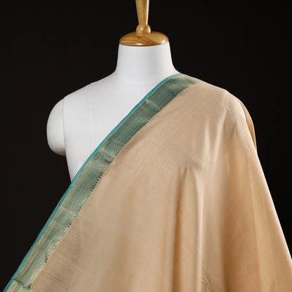 Beige - Mangalagiri Handloom Cotton Nizam Zari Border Fabric