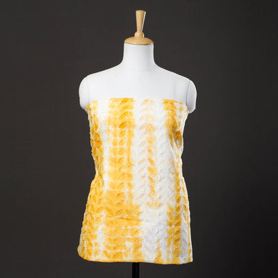 Yellow - Shibori Tie-Dye Applique Cut-Work Kurti Material