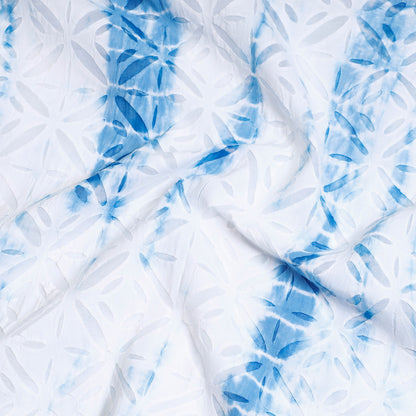 White - Shibori Tie-Dye Applique Cut-Work Kurti Material