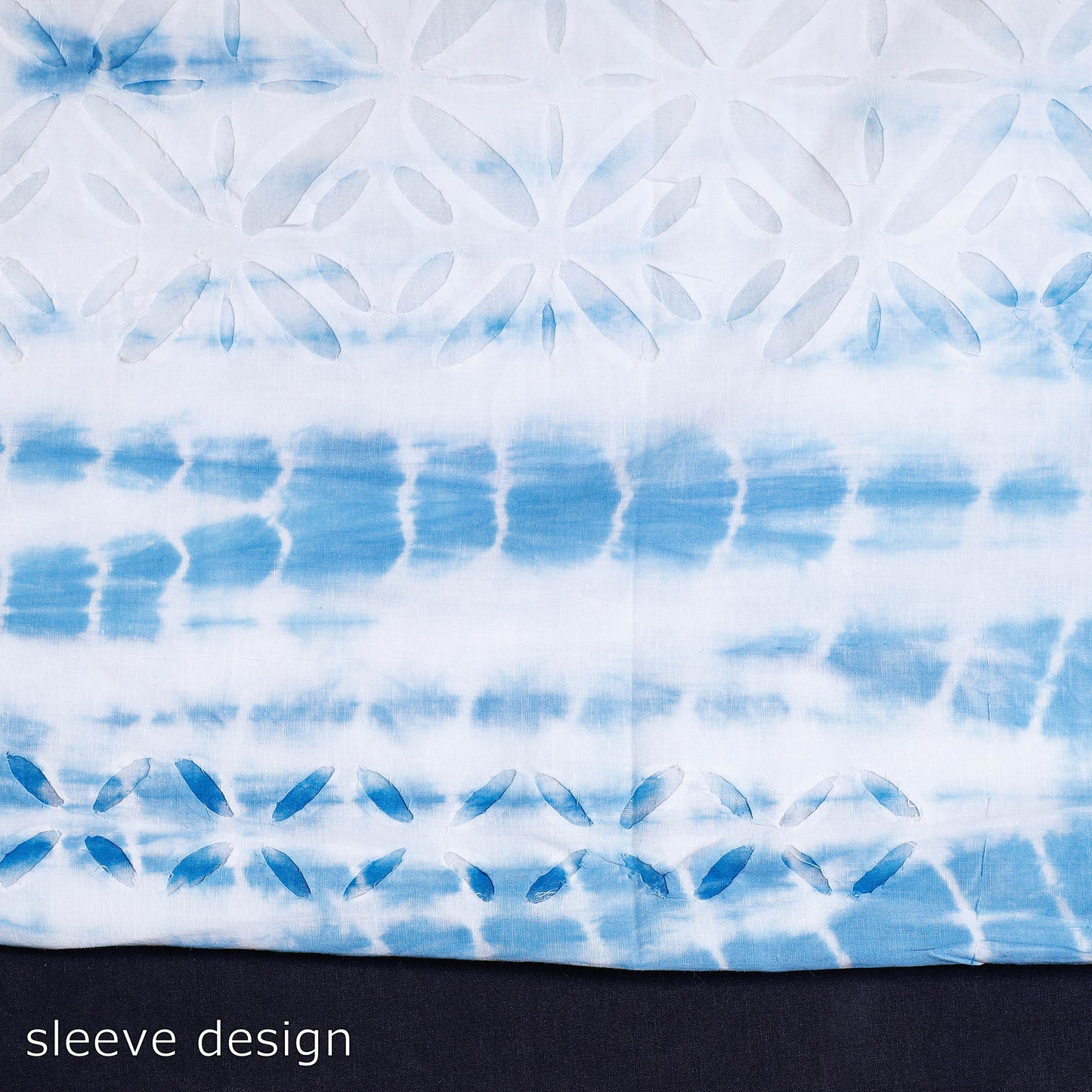 White - Shibori Tie-Dye Applique Cut-Work Kurti Material