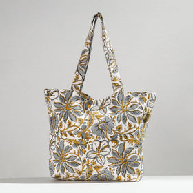  Hand Block Printed Canvas Cotton Shoulder Bag 