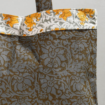 Grey - Hand Block Printed Laminated Jute Shoulder Bag