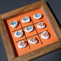 Miniature Handpainted Pebble Magnetic Tic Tac Toe