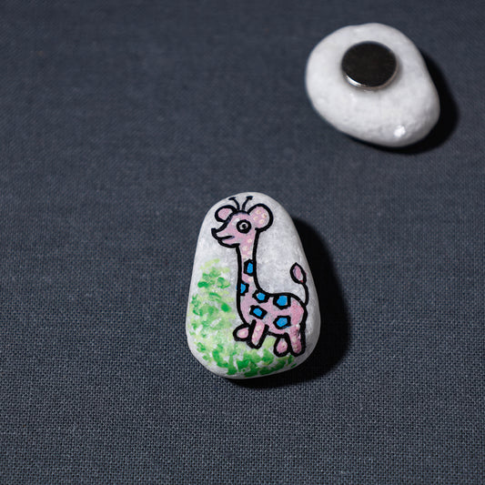 Miniature Handpainted Giraffe Pebble Magnet