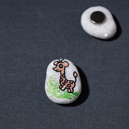 Miniature Handpainted Giraffe Pebble Magnet