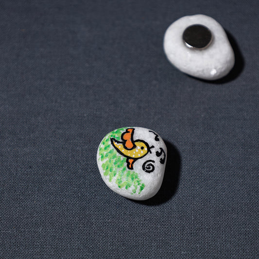 Miniature Handpainted Singing Bird Pebble Magnet