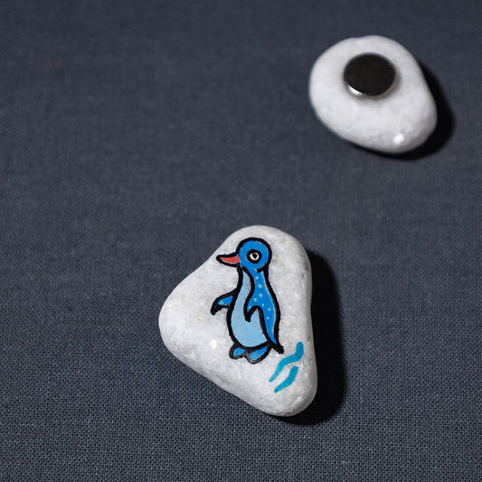 Miniature Handpainted Penguin Pebble Magnet