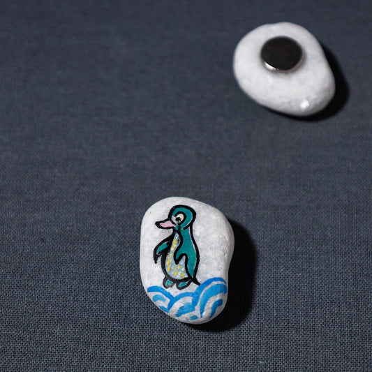 Miniature Handpainted Penguin Pebble Magnet