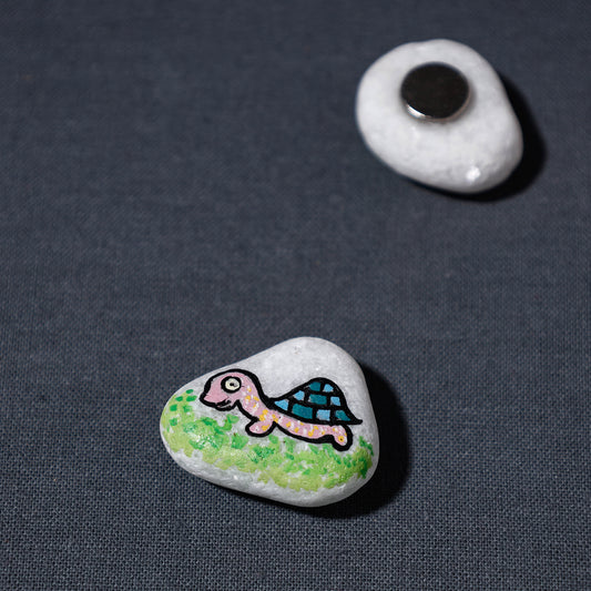Miniature Handpainted Tortoise Pebble Magnet