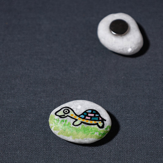 Miniature Handpainted Tortoise Pebble Magnet