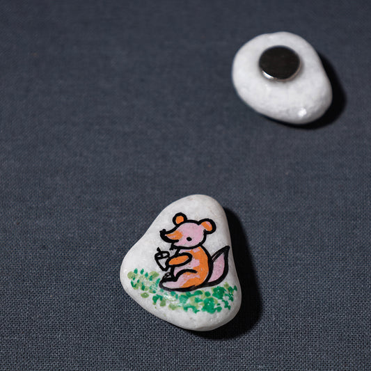 Miniature Handpainted Squirrel Pebble Magnet