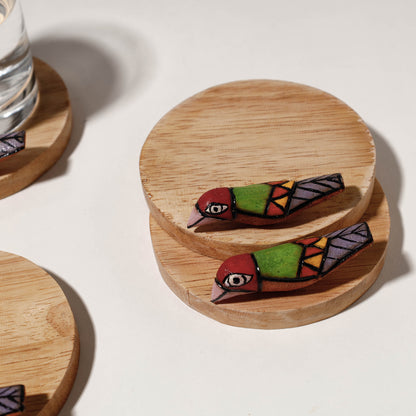 Handcrafted Bamboo Bird Coasters (set of 4)