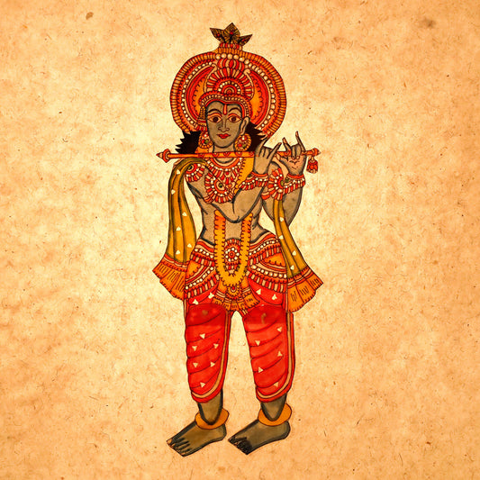 Lord Krishna - Tholu Bommalata Leather Puppet (16 x 7 in)