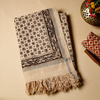 Beige - Pedana Kalamkari Block Printed Handloom Cotton Towel