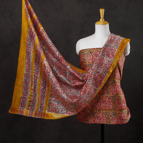  3pc Sanganeri Block Printed Maheshwari Silk Suit Material Set 