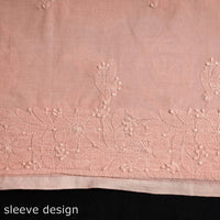 Peach - Lucknow Chikankari Hand Embroidery Mul Cotton Kurta Material - 2 Meter