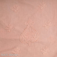 Peach - Lucknow Chikankari Hand Embroidery Mul Cotton Kurta Material - 2 Meter