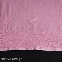 Pink - Lucknow Chikankari Hand Embroidery Mul Cotton Kurta Material - 2 Meter