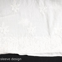 White - Lucknow Chikankari Hand Embroidery Mul Cotton Kurta Material - 2 Meter