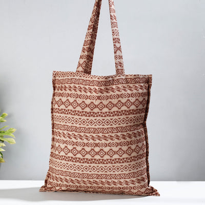 Brown - Pedana Kalamkari Block Printed Cotton Shopping Bag