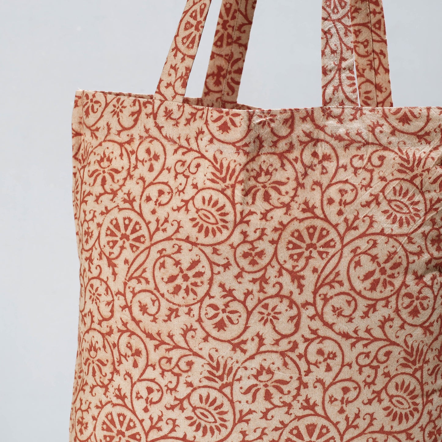 Beige - Pedana Kalamkari Block Printed Cotton Shopping Bag