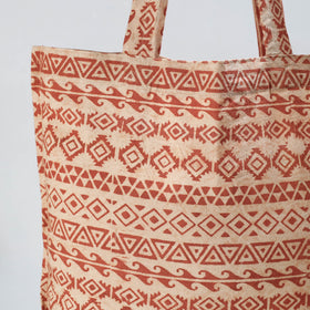 Red Pedana Kalamkari Block Printed Cotton Shopping Bag