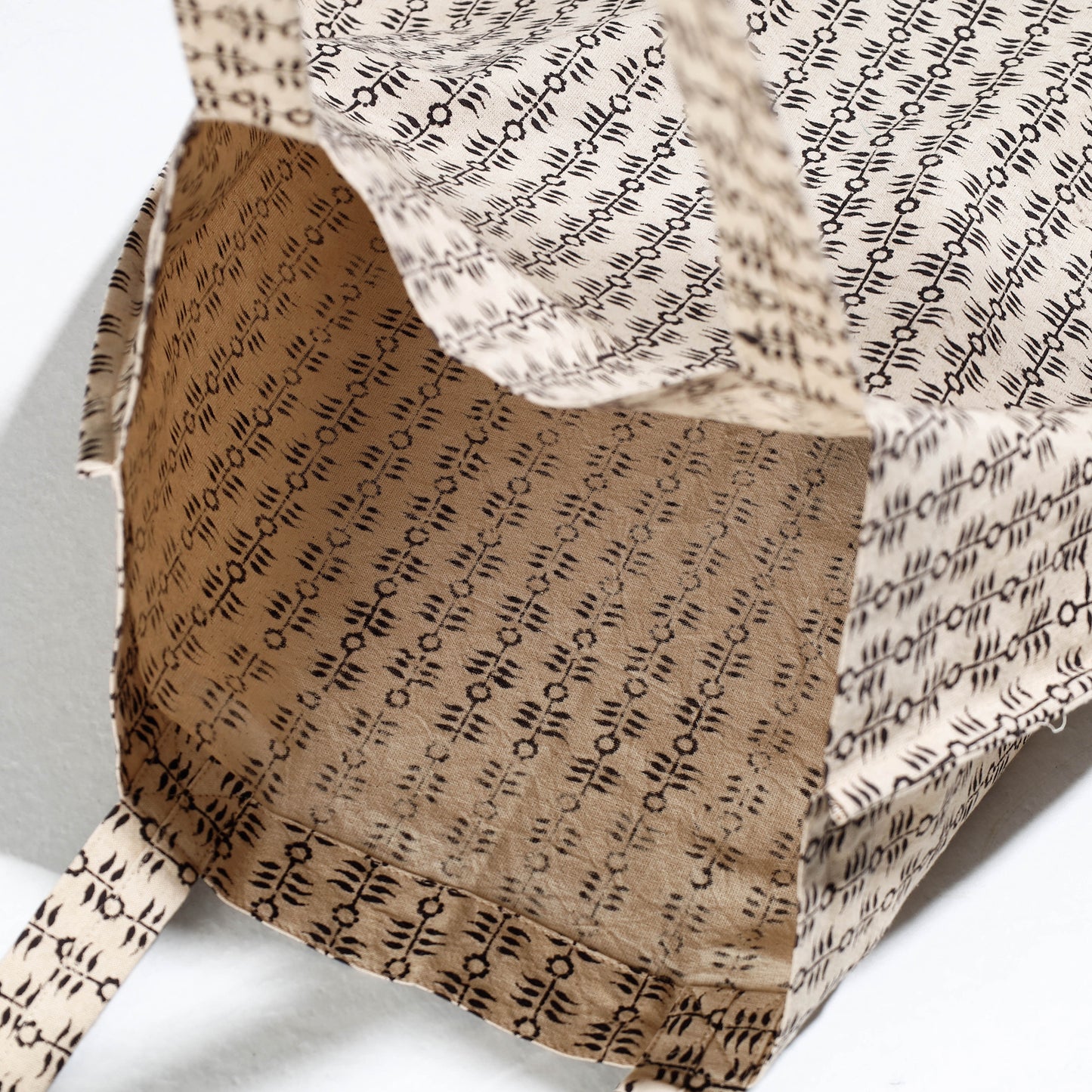 Beige - Pedana Kalamkari Block Printed Cotton Shopping Bag