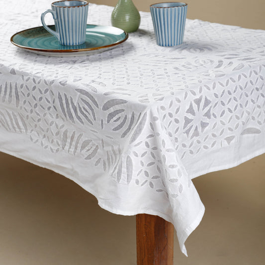Applique Cutwork Cotton Table Cover - 4 Seater