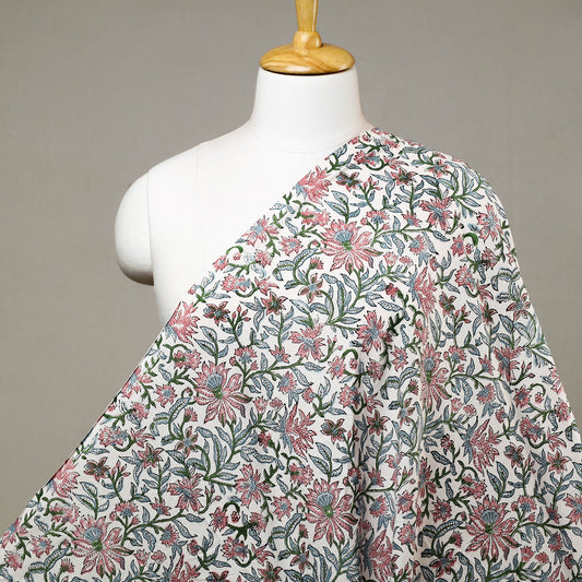 Multicolor - Highland Bloom Sanganeri Block Printed Cotton Fabric
